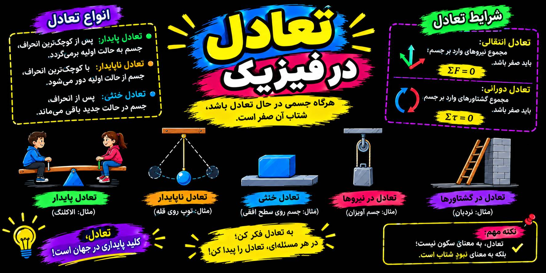 30 تست از مبحث تعادل در فیزیک