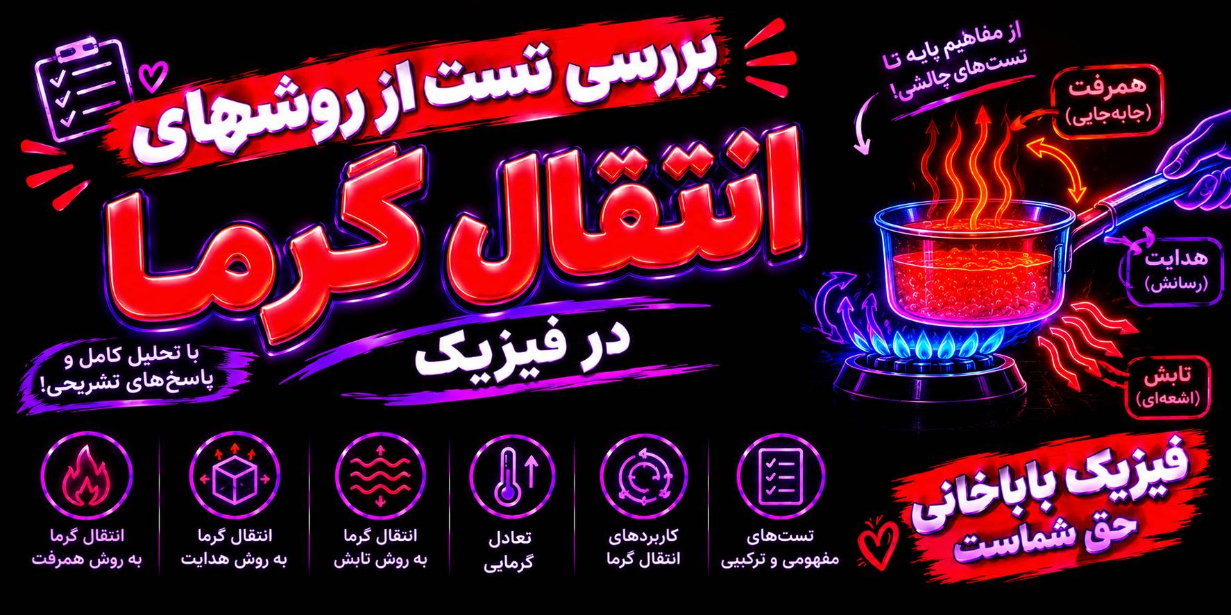 تست از راه های انتقال گرما با پاسخ